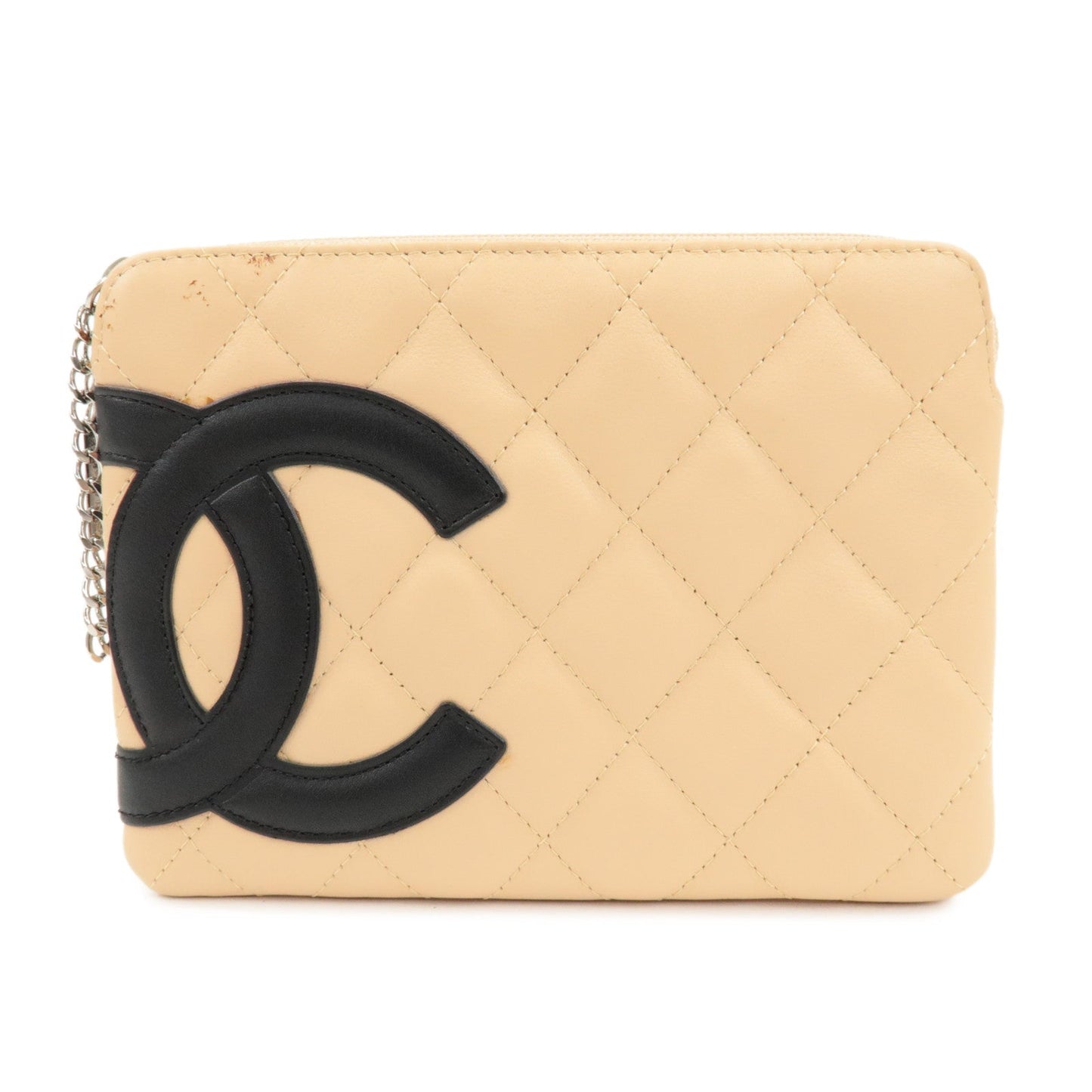 CHANEL COCO Mark Cambon Line Leather Pouch Beige  d