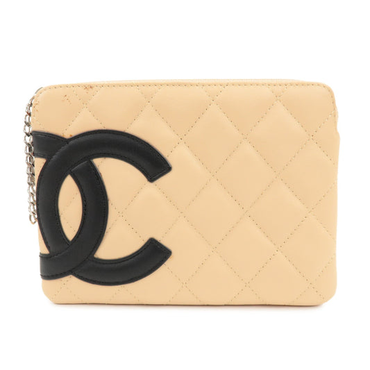 CHANEL COCO Mark Cambon Line Leather Pouch Beige  d