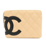 CHANEL COCO Mark Cambon Line Leather Pouch Beige  d
