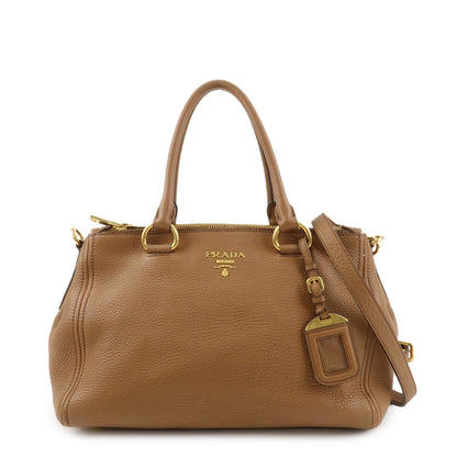 PRADA Logo VIT.DAINO Calf Leather 2Way Tote Bag Brown 1BA866  d