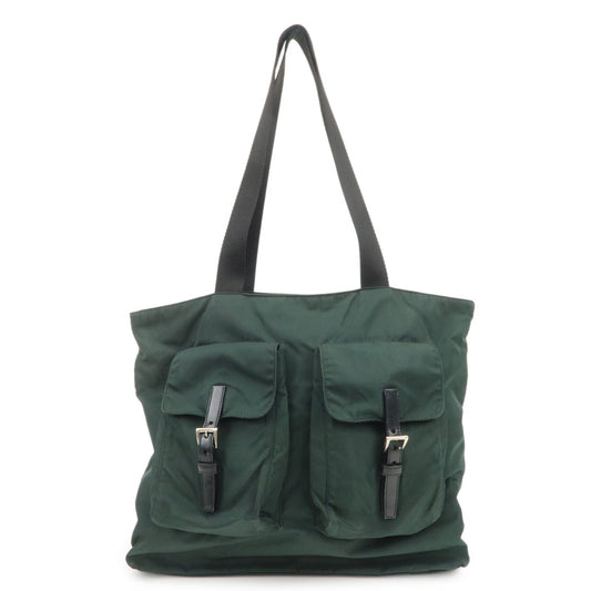 PRADA Triangle Logo Nylon Leather Shoulder Bag Hand Dark Green
