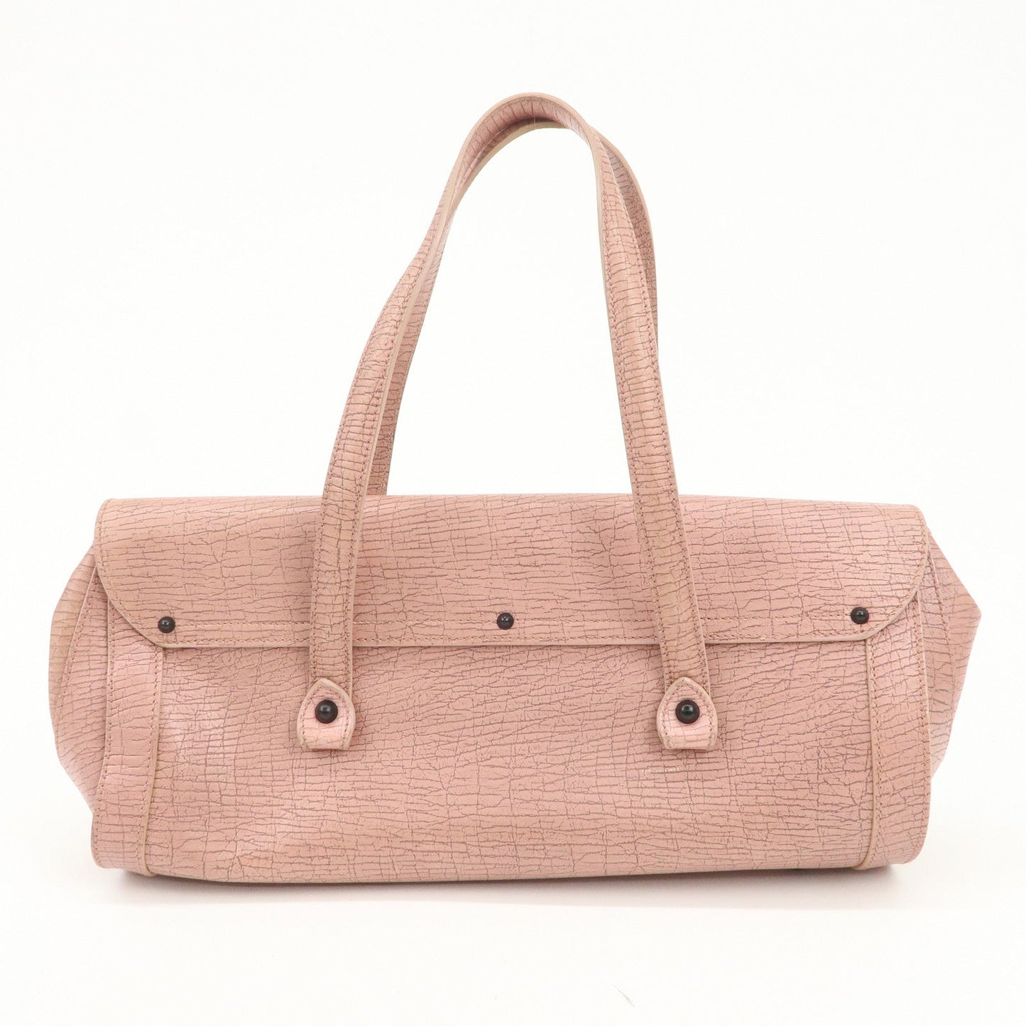 GUCCI Bamboo Embossed Leather Shoulder Bag Hand Bag Pink 111715