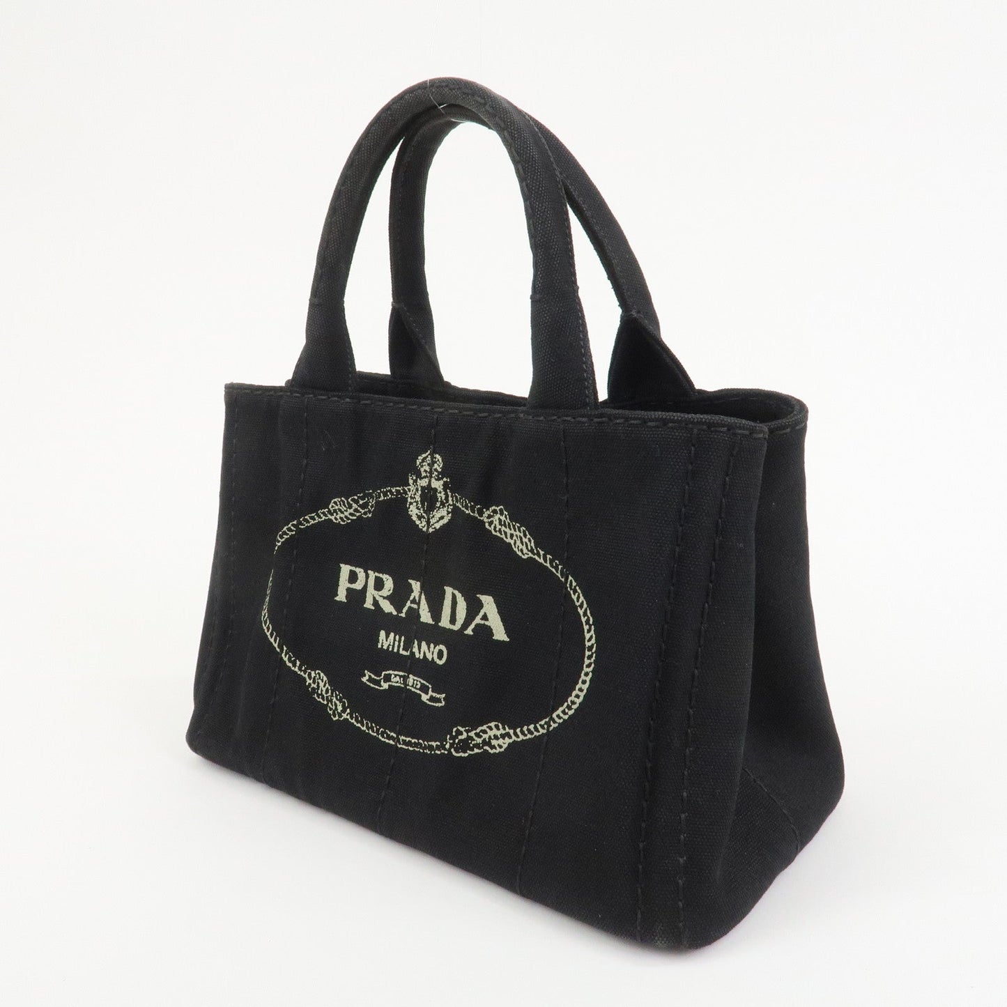 PRADA Canapa Mini Canvas 2Way Bag Hand Bag Black 1BG439