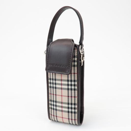 BURBERRY Nova Plaid Mini Pouch Beige Brown