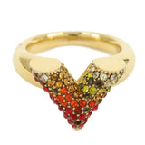 Louis Vuitton Essential V Ring Rhinestone Gold Red M62866