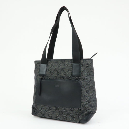 GUCCI GG Denim Leather Tote Bag Shoulder Bag Black 28893