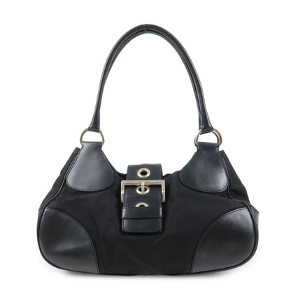 PRADA Moon Silhouette Shoulder Bag Hand bag Black Silver HDW BR0828  d