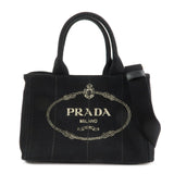 PRADA Canapa Mini Canvas 2Way Hand Bag Tote Bag Black 1BG439  d