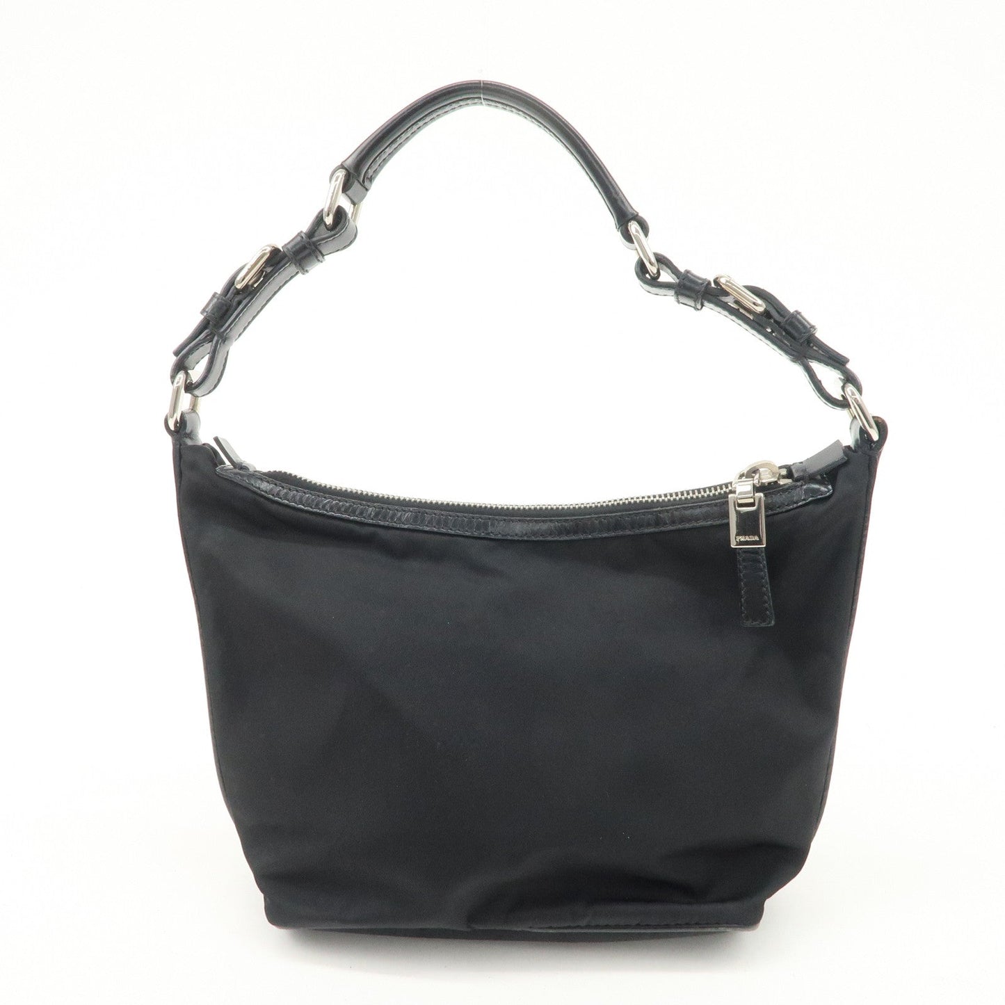 PRADA Triangle Logo Nylon Leather Shoulder Bag Hand Bag Black BR3121  d
