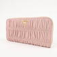 PRADA Leather Gather Round Zippy Wallet Gold Hardware Pink 1M0506  d