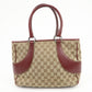 GUCCI GG Monogram Canvas Leather Tote Bag Beige Bordeaux 113011