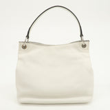 PRADA Triangle Logo Leather Shoulder Bag White BR5124