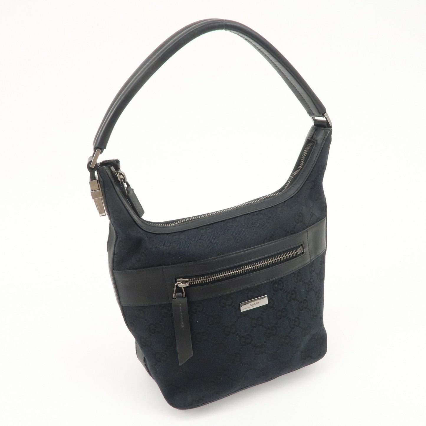 GUCCI GG Canvas Leather Shoulder Bag Hand Bag Black 001.4299  d