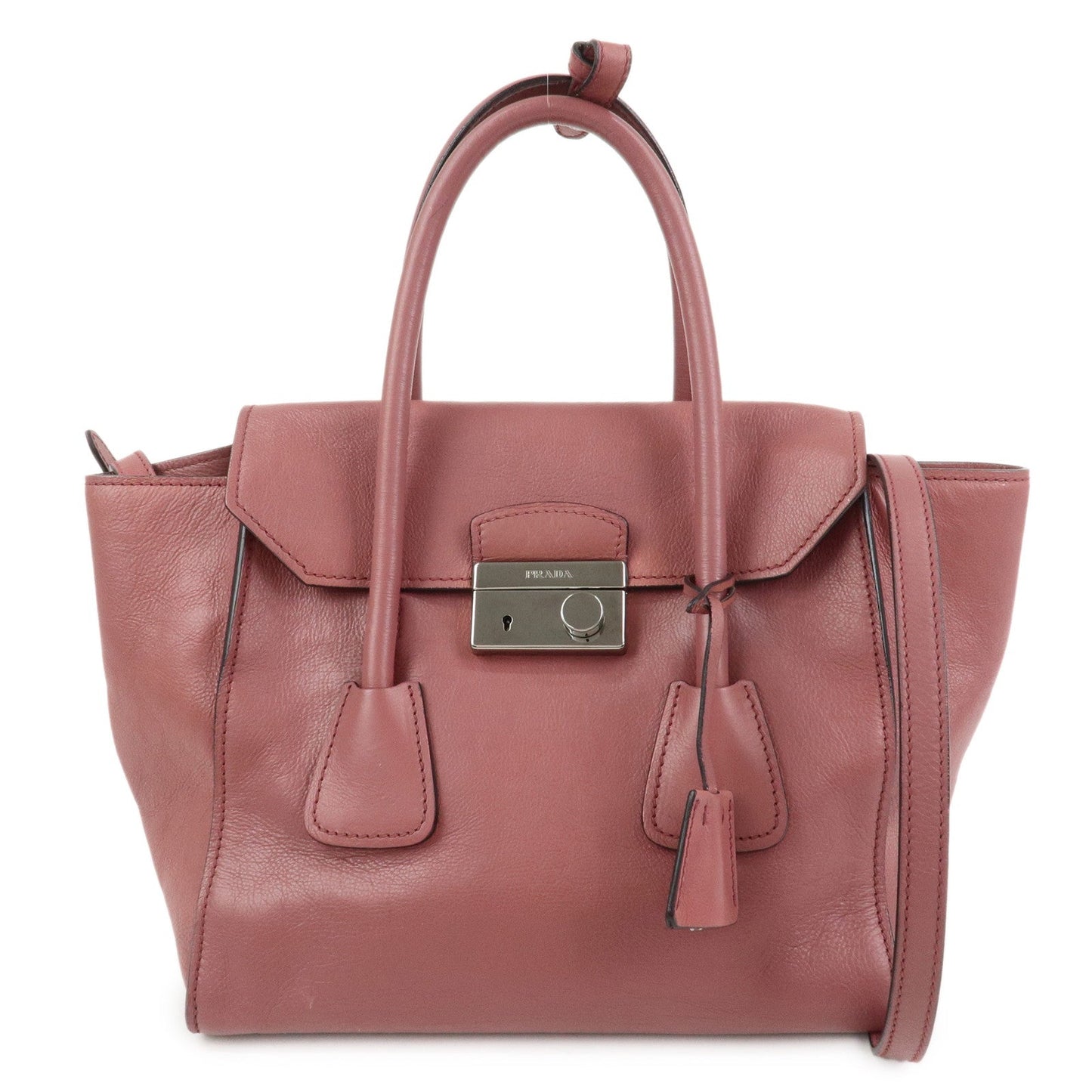 PRADA Logo Leather 2Way Bag Hand Bag Shoulder Bag Pink BN2665