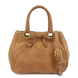 PRADA Ribbon Leather 2WAY Bag Hand Bag Shoulder Bag Brown BN2245