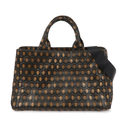 PRADA Canapa Canvas Tote Bag Hand 2Way Bag Black Orange BN1877  d