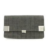 CHANEL Chocolate Bar COCO Mark Denim Clutch Bag Black