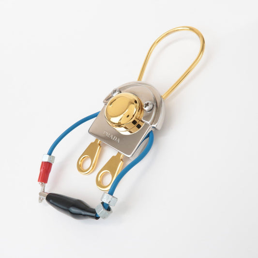 PRADA Metal Robot Bag Key Charm Key Chain Silver Gold