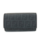 FENDI Zucca PVC Canvas 6 Rings Key Case Key Holder Black 8AP079