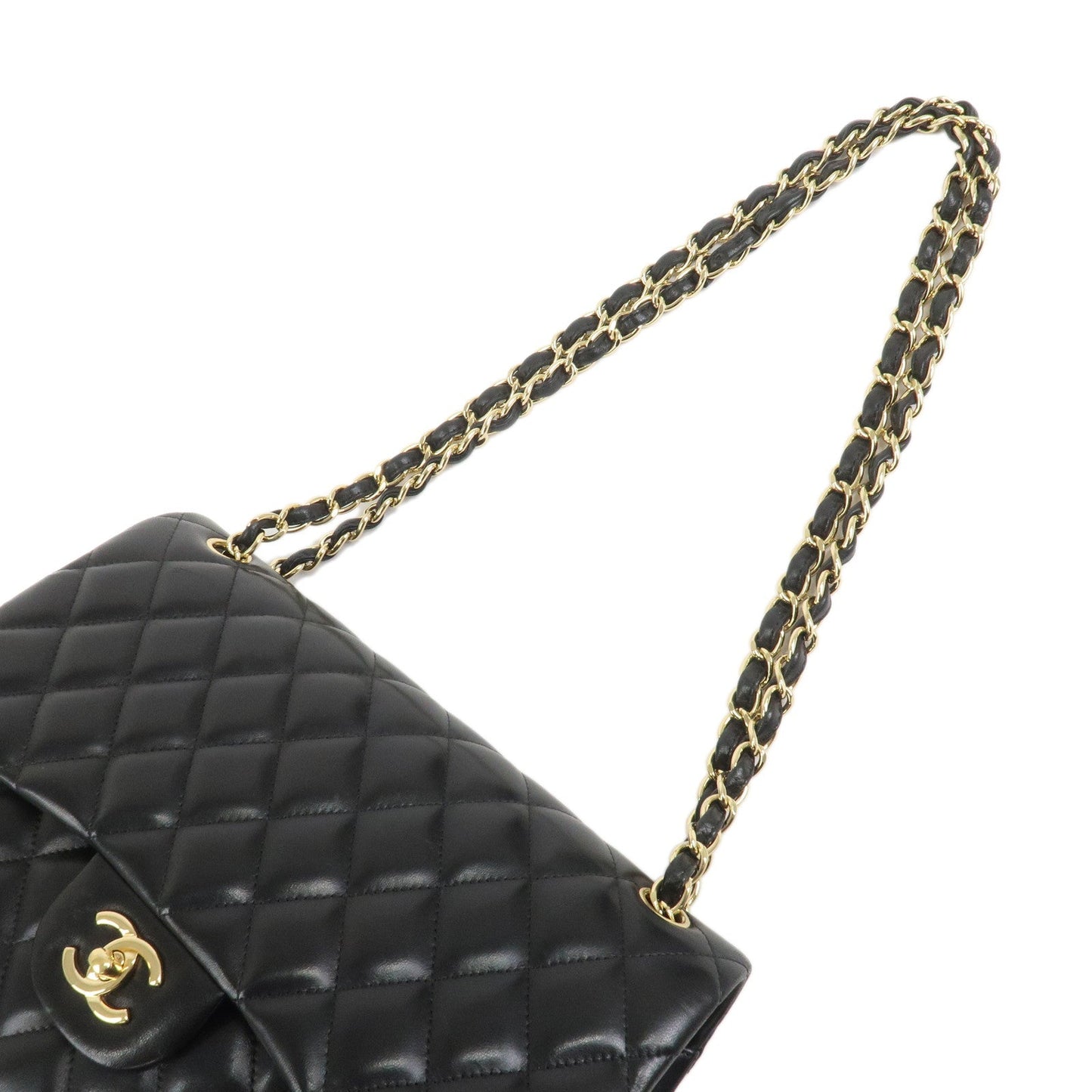 CHANEL Matelasse 30 Lamb Skin Chain Shoulder Bag Black A58600