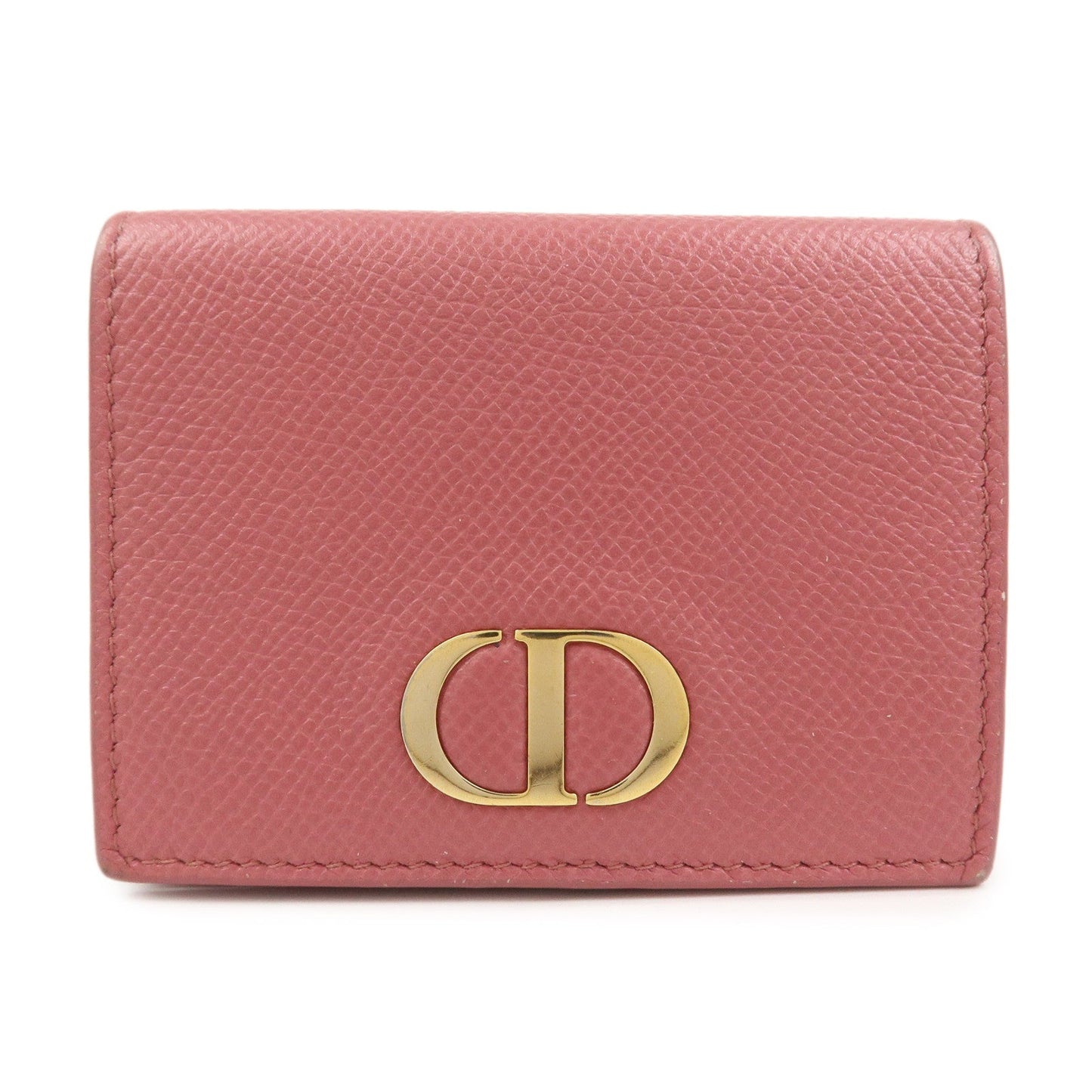 Christian Dior Logo Leather Tri-fold Small Compact Wallet Pink