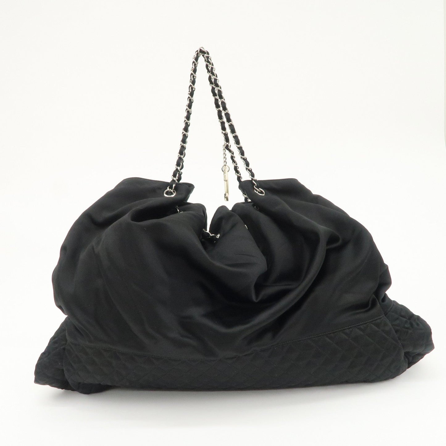 CHANEL Melrose Cabas Cotton Jersey Shoulder Bag Black  d