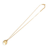 Christian Dior Metal Circle Plate Logo Necklace Gold