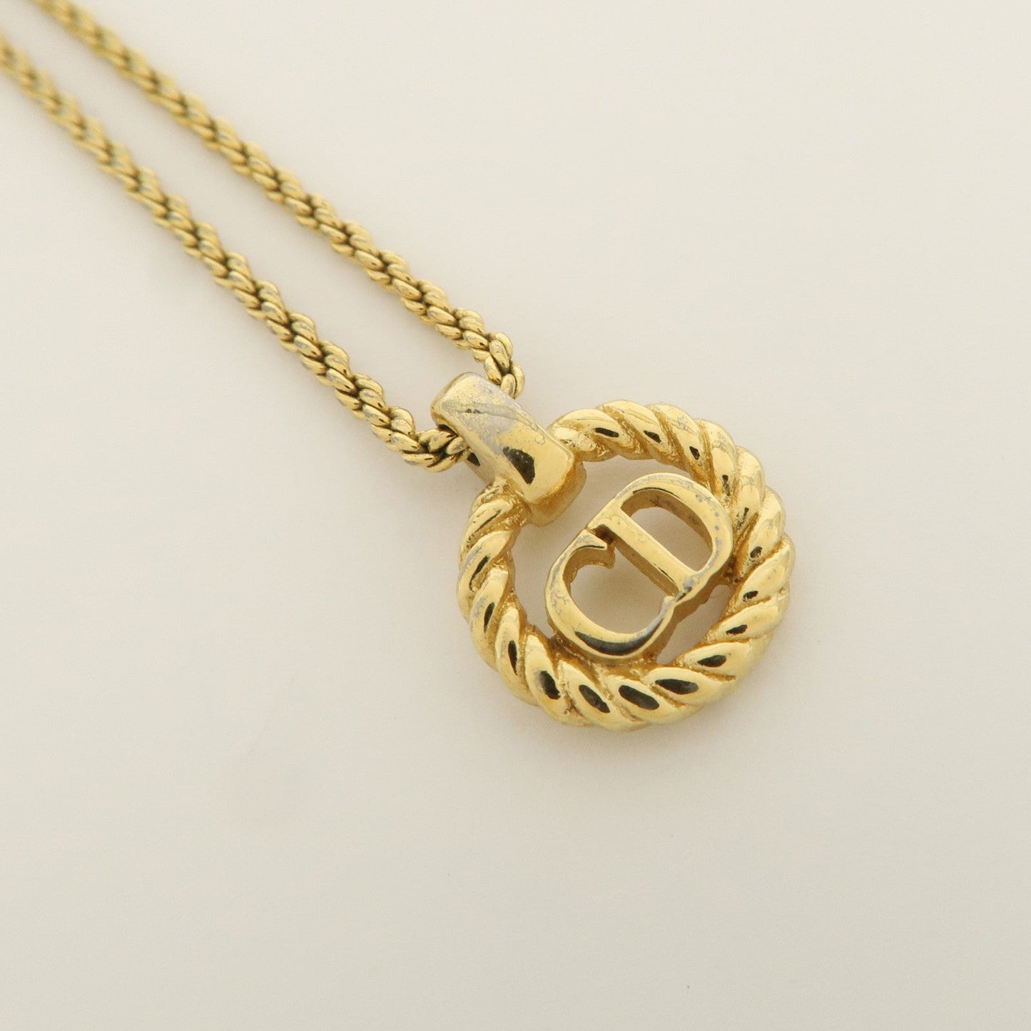Christian Dior CD Logo Metal Necklace Choker Gold