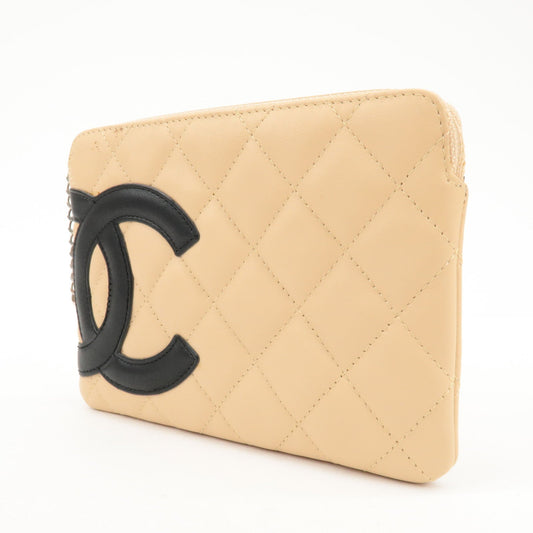 CHANEL COCO Mark Cambon Line Leather Pouch Beige  d