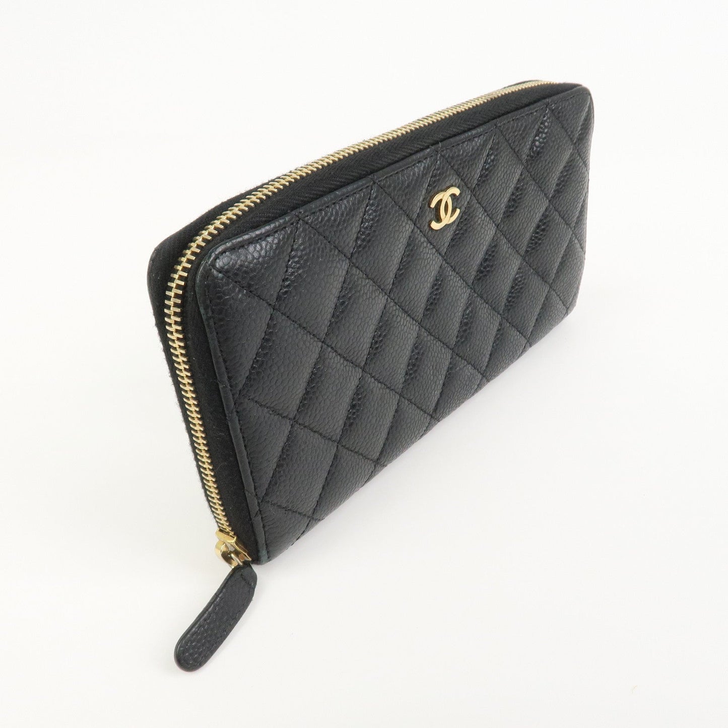 CHANEL COCO Mark Matelasse Classic Round Zippy Wallet Black AP0242