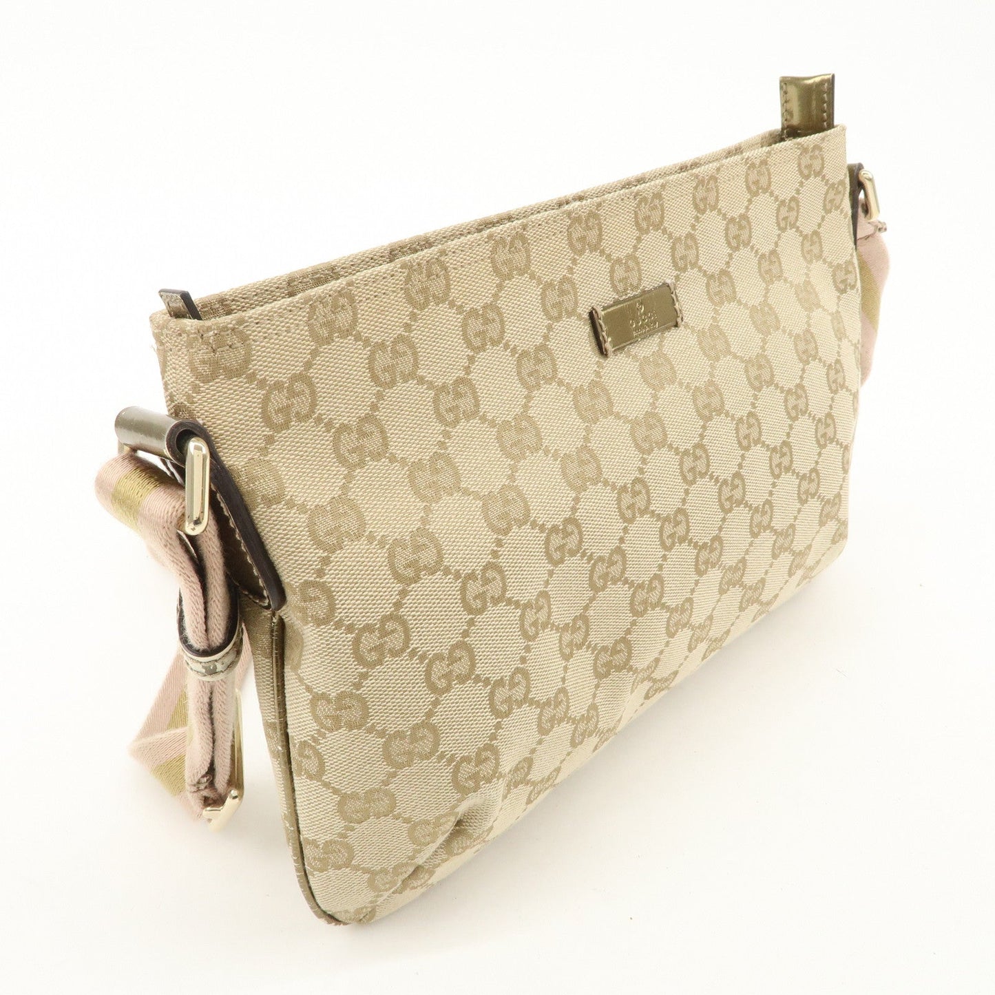 GUCCI Sherry GG Canvas Leather Shoulder Bag Pink Beige 189749  d
