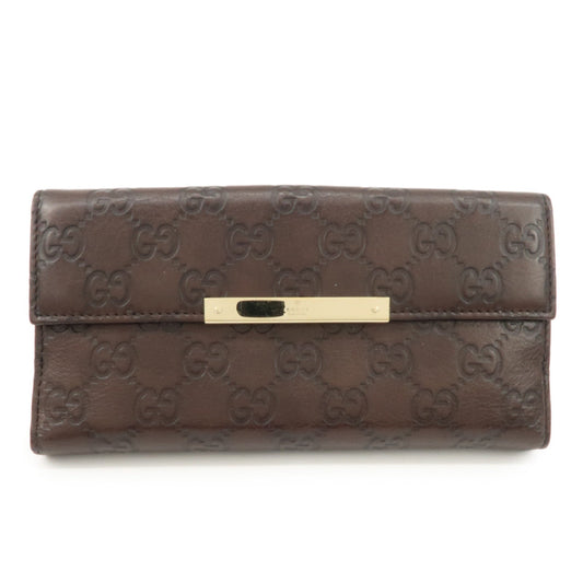 GUCCI Guccissima Leather W Hook Bi-Fold Long Wallet Brown 112715  d