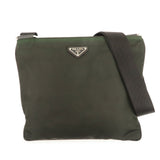 PRADA Triangle Logo Nylon Shoulder Bag Crossbody Bag Khaki VA0053
