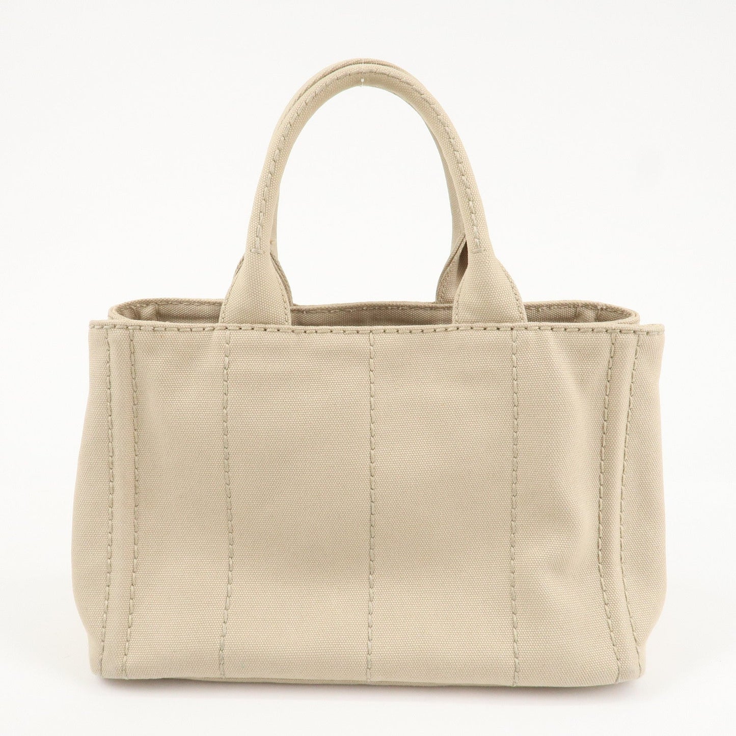 PRADA Logo Canapa Mini Canvas Tote Bag Hand Bag Beige 1BG439  d