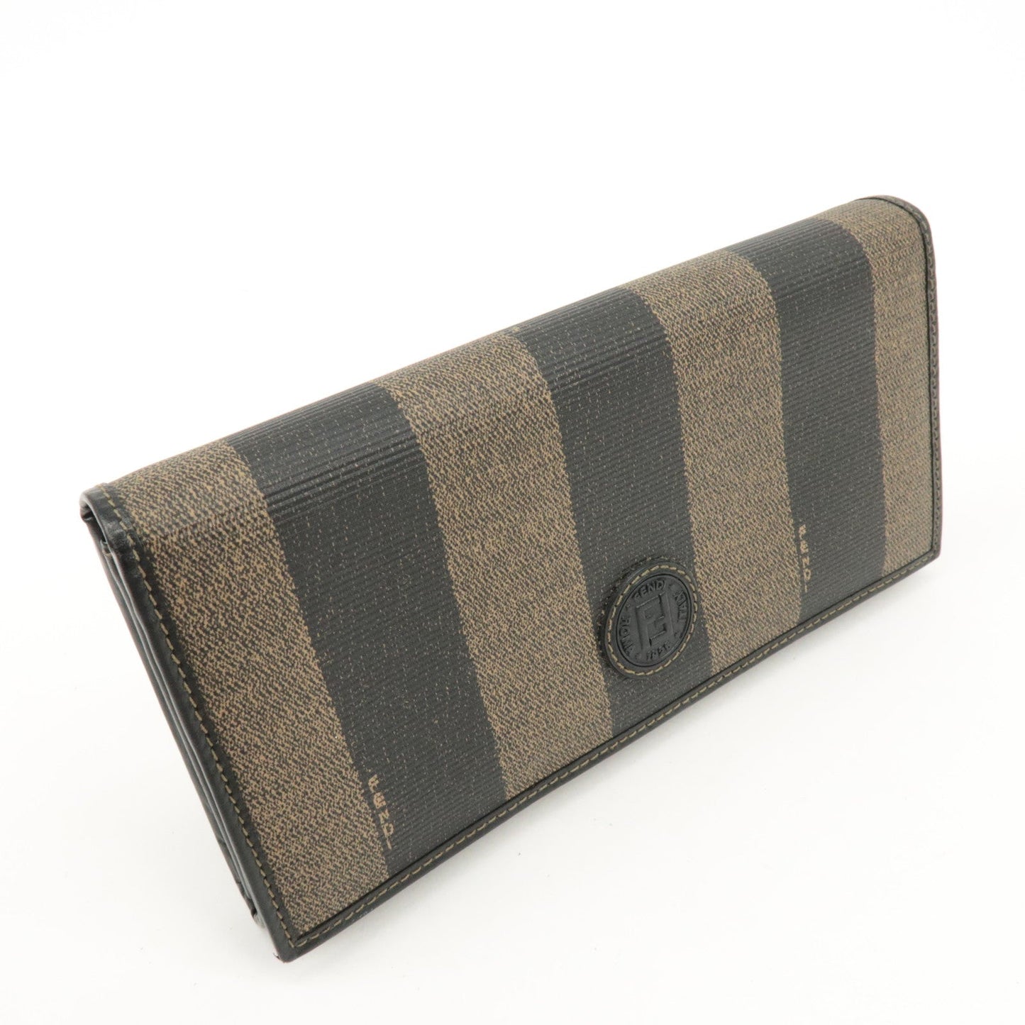 FENDI Pequin PVC Canvas Long Wallet Black Brown T20615  d