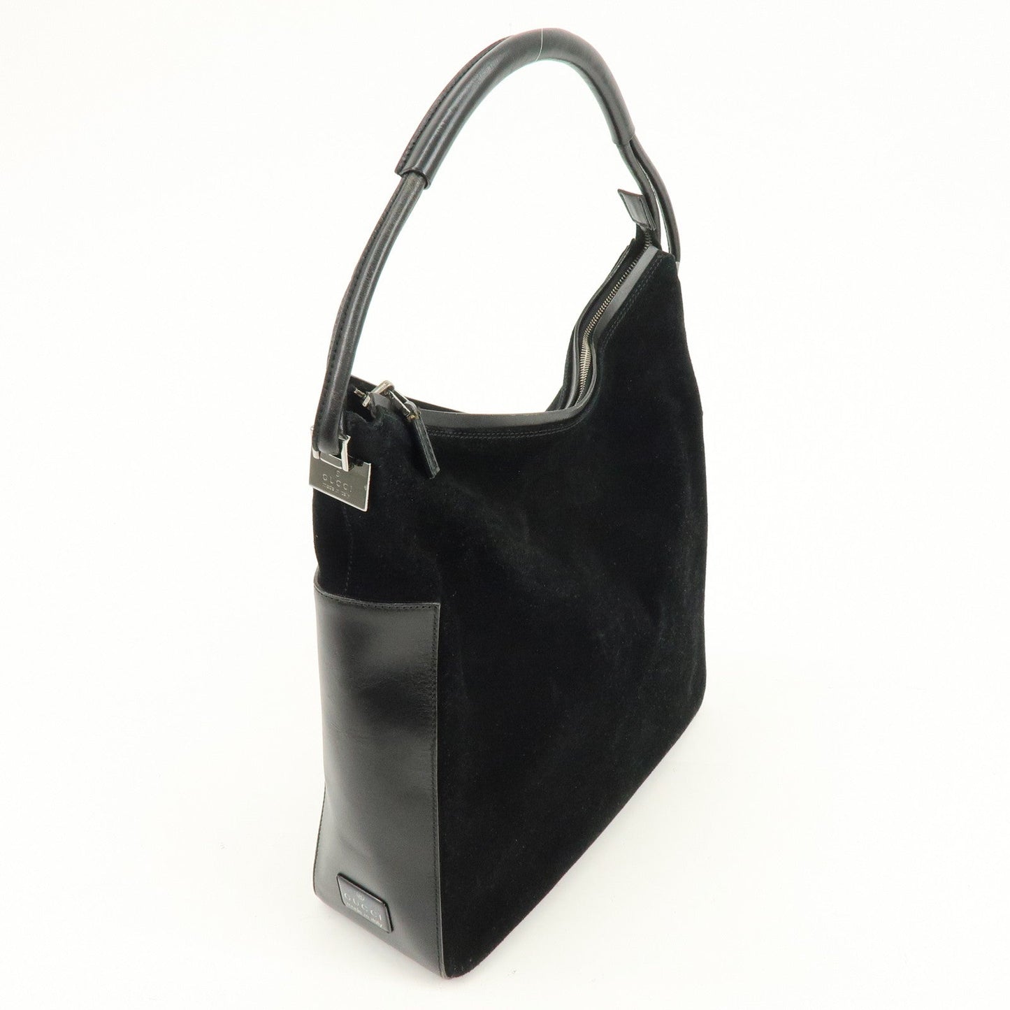 GUCCI Suede Leather Shoulder Bag Hand Bag Black 001?3770?0021222