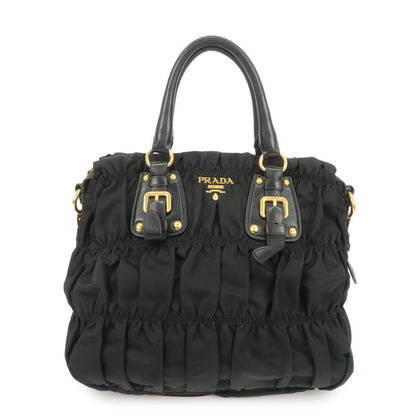 PRADA Nylon Leather 2Way Hand Bag Shoulder Bag Black BN1336