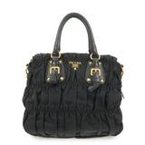 PRADA Nylon Leather 2Way Hand Bag Shoulder Bag Black BN1336