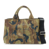 PRADA Logo Canapa Canvas 2Way Hand Bag Camouflage Khaki B2642B