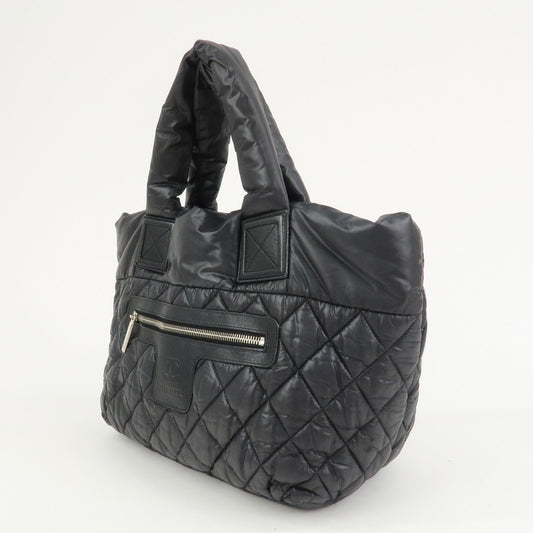 CHANEL COCO Cocoon PM Nylon Calf Leather Tote Bag Black A48610