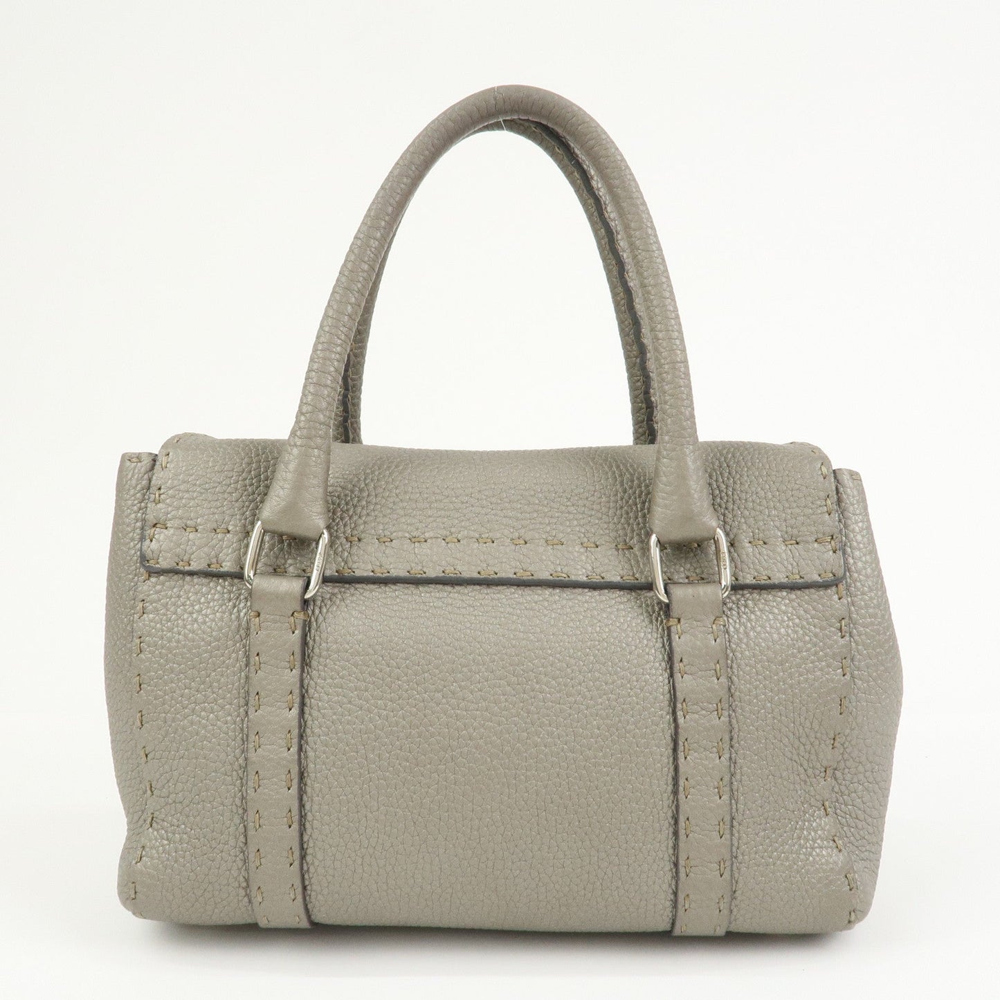 FENDI Seleria Mini Linda Leather Hand Shoulder Bag Greige 8BR486