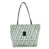 FENDI Zucca Nylon Leather Tote Bag Shoulder Bag Navy Green