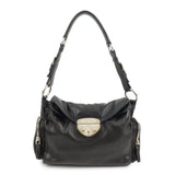 PRADA Triangle Logo Leather Calf Skin Shoulder Bag Black BR3307