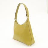 PRADA Leather Shoulder Bag Mustard Silver Hardware  d