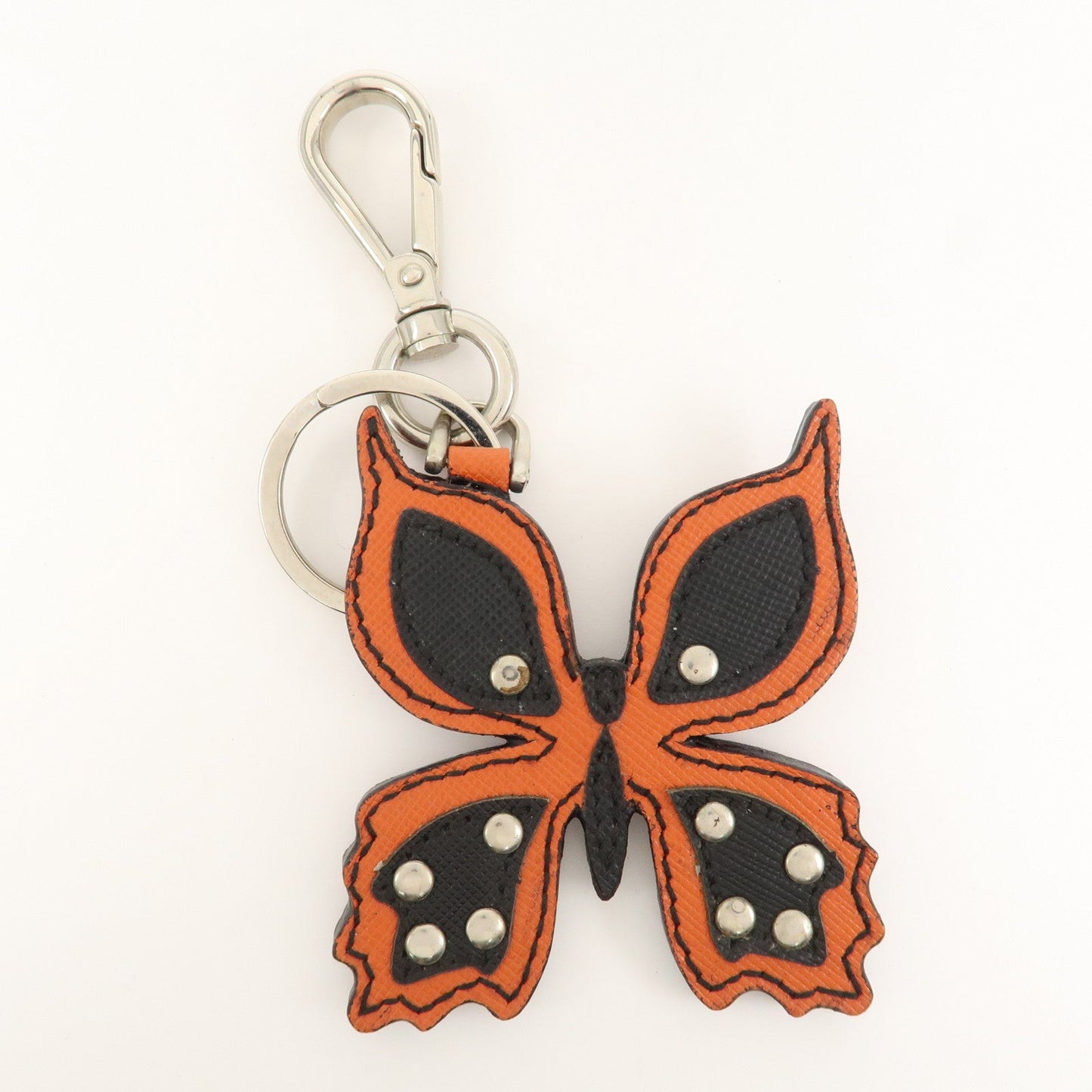 PRADA Butterfly Motif Leather Bag Charm Key Chain 1AR288