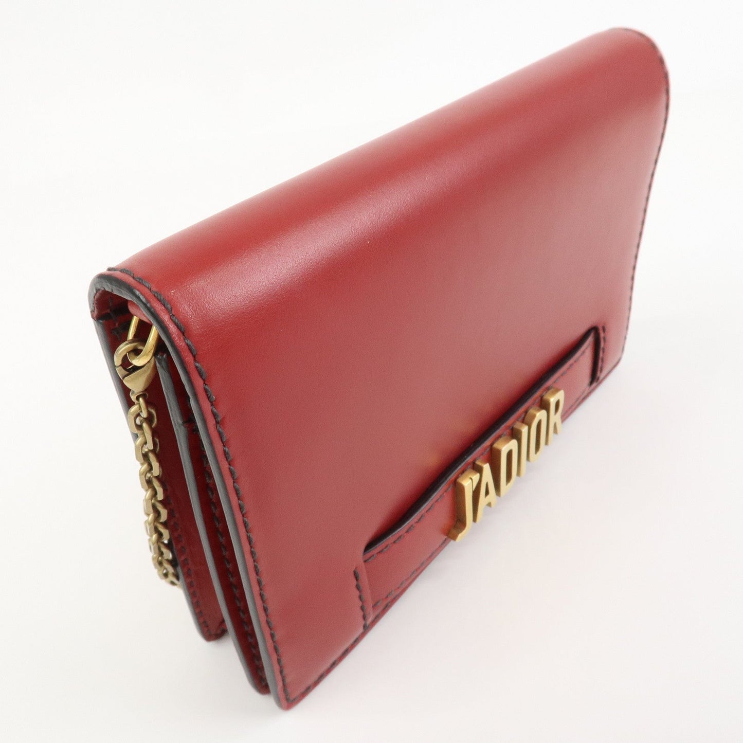 Christian Dior J’Adior Leather Chain Wallet WOC Shoulder Bag Red