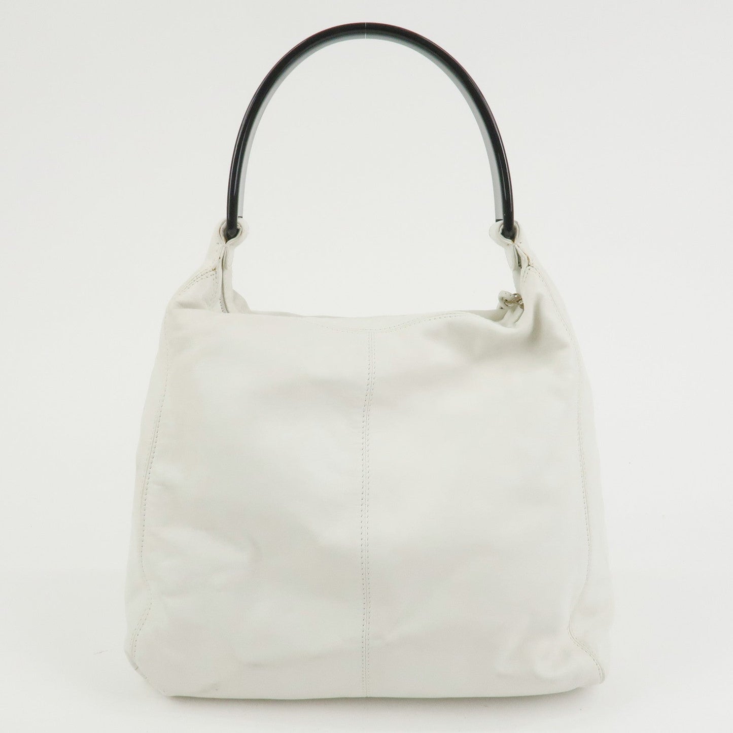 CHANEL Lamb skin Plastic Shoulder Bag Hand Bag White Black