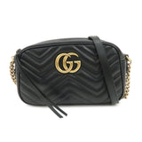 GUCCI GG Marmont Leather Shoulder Bag Crossbody Bag Black 447632