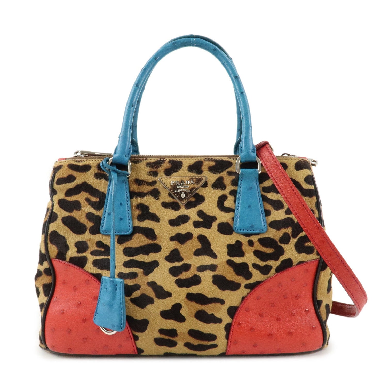 PRADA Galleria Triangle Logo Unborn Calf Leather 2Way Bag 1BA863  d
