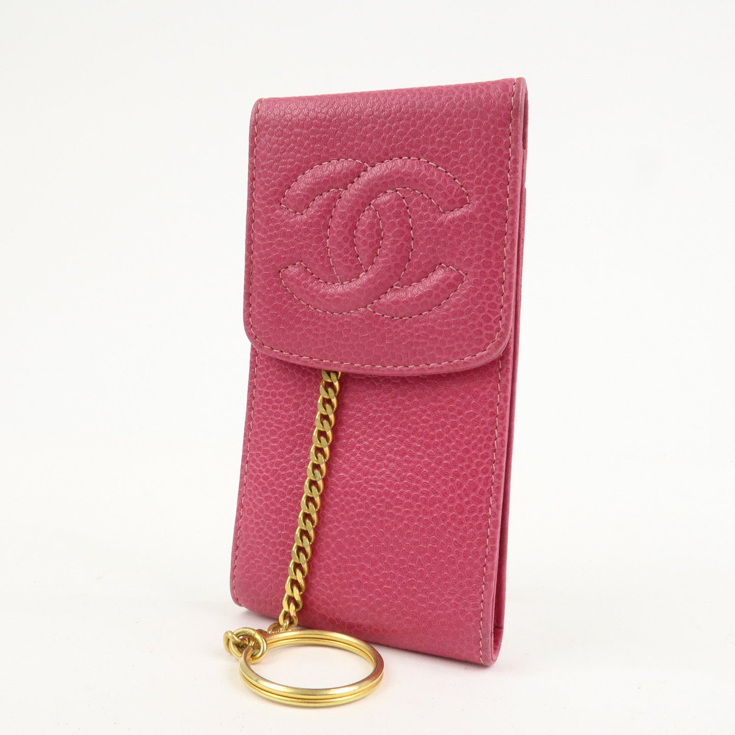 CHANEL COCO Mark Caviarskin Leather Cigarette Case Pink